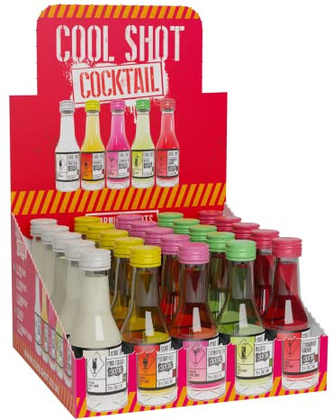 Cool Shot Cocktails 25X20ml | Mixed Vodka Shots | Strawberry Daiquiri, Mojito, Passion Fruit, Cosmopolitan, Pina Colada | Perfect for Gifts, Parties and Celebrations