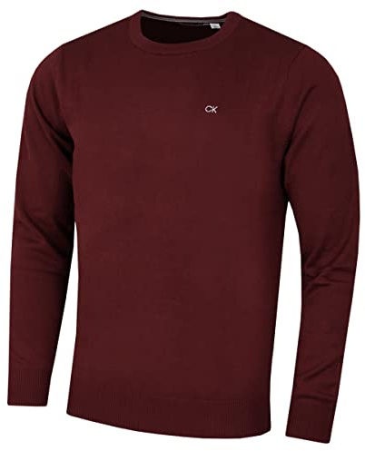 Calvin Klein Uomo 2025 Maglione da Golf Girocollo Durevole - Borgogna - L