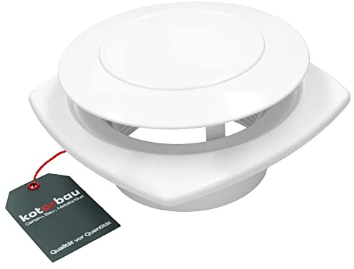 KOTARBAU® Plate Valve Round for Pipe Connection Diameter 125 mm White Anemostat Exhaust Plate Valve Ventilation Grille Ceiling Valve Plastic Ceiling Diffuser Exhaust Air Valves Cover Output Wall