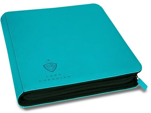 Card Guardian - Carpeta premium de 12 bolsillos con cremallera para 480 cartas, juegos de cartas coleccionables TCG (Azul verdoso)