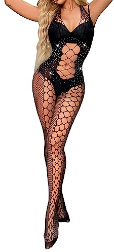 Tuopuda Intimo Donna Lingerie Body Pizzo Biancheria Intima, Fishnet Bodystocking Hot Tuta Babydoll Trasparente, Camicia da Notte Elasticizzato Completi Intimi Sleepwear, Nero 2