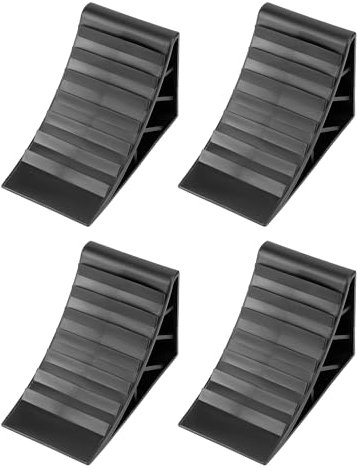 QWORK® 4 Stück Unterlegkeil, Bremskeile für Anhänger, Keile anhänger, mit Griff, Schwarz