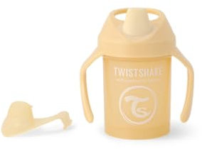 TWISTSHAKE Mini Vaso con Boquilla a Prueba de Fugas 230 ml, Biberón de Entrenamiento sin Derrames con Mezclador de Frutas y Sello de Silicona para Niños Pequeños y Bebés,Beige Caramelo