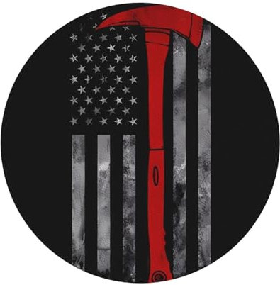 Round Shape Leather Coaster Set Of 4 Firefighter Axe Red Line Flag Picture : Anti-Fouling And Anti-Scalding Fits All Coffee Cups Sports Cups And Mugs