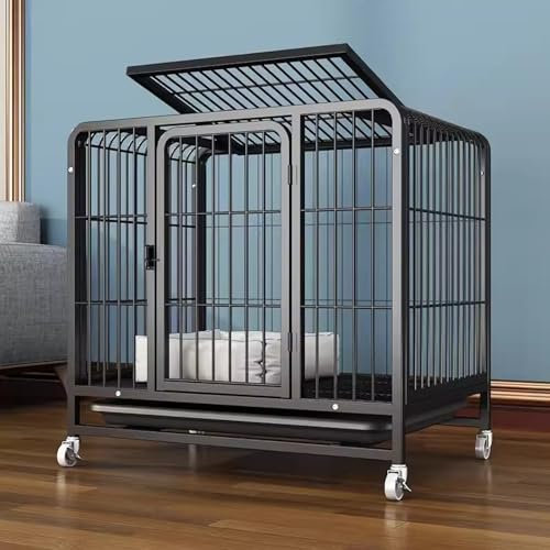 Hundekäfig – Haustierkäfig für Drinnen und Draußen – Geeignet für Teddy, Kleine Hunde, Mittelgroße Hunde, Golden Retriever, Große Hunde – Kaninchenkäfig – Katzenkäfig – mit Oberlicht(Black,78*55*70cm/