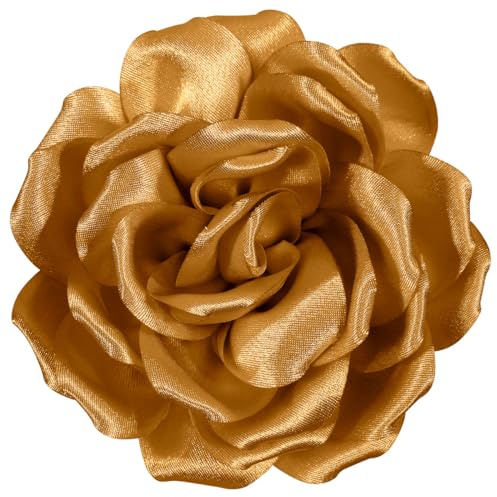 Mecool Haarschnitt große Rose Brosche Brosche Blume Kopfblume Haarklammer Mädchen Hochzeit Party Accessoires-Golden