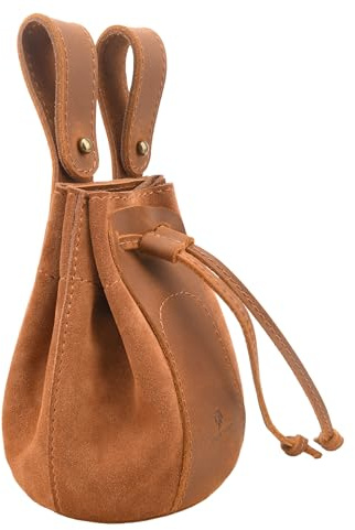 Tas Trost Sac à cartouche en cuir durable avec cordon de serrage, pochette de transport pour munitions avec ceinture attachée (marron)