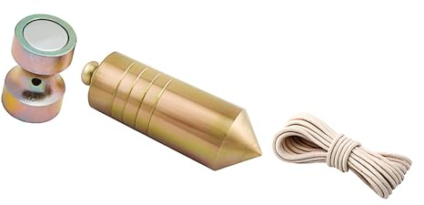 Bricoloco Plomada de albañil magnética de acero cincado con nuez y cuerda de nylon para trabajos de construcción, metalurgia, carpintería. (400, Gramos)