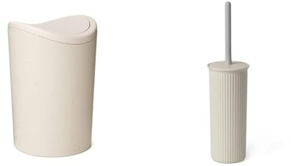 Tatay Papelera y Escobilla Baño | Papelera Baño con Tapa Basculante Ecohome | Capacidad 6L | Escobilla WC Modelo Ecohome | Material Resistente y 100% Reciclable | Fabricados en España