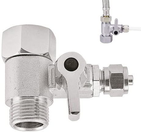 Adaptador de Conexión de Agua Pieza en T Válvula de Cierre Adaptador en T, Puerto Válvula de Bola 3/8x3/8x1/4, Manguera de Conector de Agua Adapt de Cierre para Conexión 2 Dispositivos, Frigoríficos