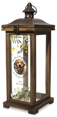 True Statements Gedenklaterne 42 cm Personalisiert - Trauergeschenk Hund mit Foto & Name