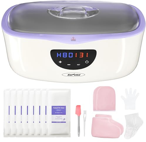 SUNVIVIPRO 4000ml Paraffin Wax Machine for Hands and Feet, Paraffin Wax Warmer Kit with Auto-time & Temperature Control, Paraffin Bath Machine for Hands w/ 8Pack Refills, Purple