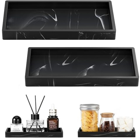 Luxspire 2er-Pack Silikon-Badezimmerablage, 7,9, Marmor Schwarz | Aus dickem, rutschfestem Silikon, spülmaschinenfest, wasserdicht, zur Aufbewahrung von Seife, Parfüm und Schmuck