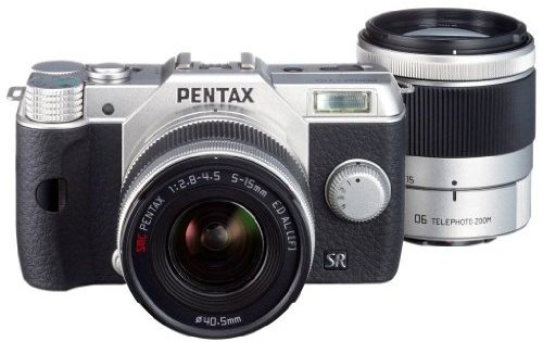 Pentax Q10 Kit compact hybride 12,4 Mpix Argent + Objectif 5-15 mm f/2.8-4.5 + 15-45 mm f/2.8