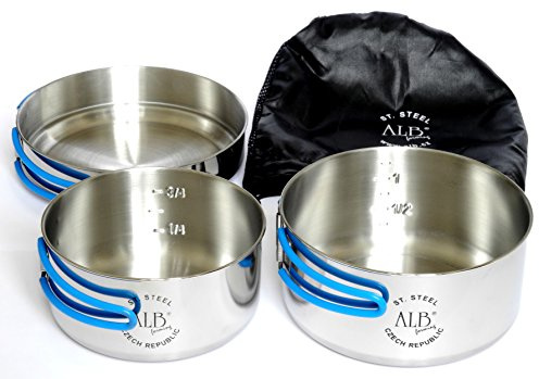 ALB Campinggeschirr-Set, Edelstahl, klein, 3-teilig