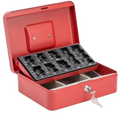 Burg Wachter CB03GBR 10 Money 5030 Cash Box with Coin Tray, Red