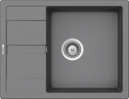 SCHOCK Küchenspüle Manhattan D-100 in Croma I Granitspüle mit verkürzter Abtropffläche I Einbauspüle für 50 cm Unterschrank I robuste kratzfeste Cristalite Spüle I Spüle mit Excenterbedienung​