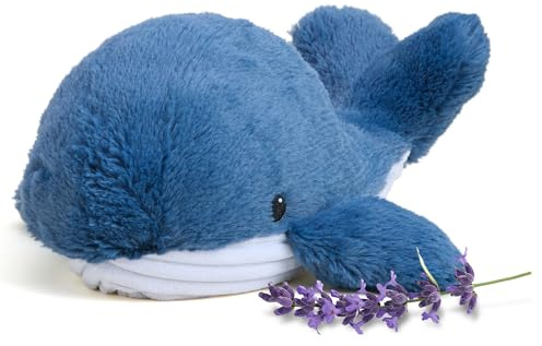 warmies Microwavable & Weighted Stuffed Animals, Whale - Heated Stuffed Animal Plushie for Warmth & Comfort - Cute Soft Plush Toys for Adults & Children (Boys, Girls, Babies & Toddlers)