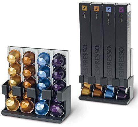 U-CAP ONE NESPRESSO Kaffee KAPSELHALTER und KAPSELSTÄNDER für 40 KAPSELN in KÜCHE & BÜRO - Beste Montage an die Wand kleben - auch als STÄNDER/Organizer - ALU/Kunststoff, Silber/schwarz