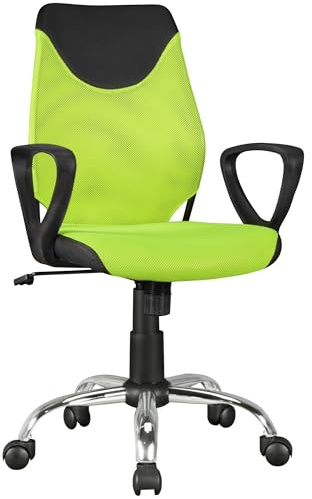AMSTYLE Kinder-Schreibtischstuhl Terni Schwarz Limette, ab 6 Jahren | Kinderdrehstuhl ergonomisch mit Lehne, Jugendstuhl höhenverstellbar, Kinderbürostuhl für Schule und Hausaufgaben