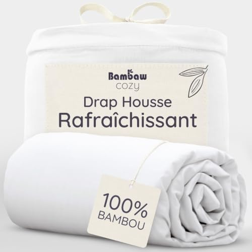 Bambaw Bamboo Fitted Sheet Single, 90x190 cm, Deep Pocket 35 cm, Luxuriously Hotel Bedding, 100% Bamboo Bed Sheets Single, Anti Allergy & Anti Sweat Cooling Sheets for Bed, Super Soft Bedding (White)