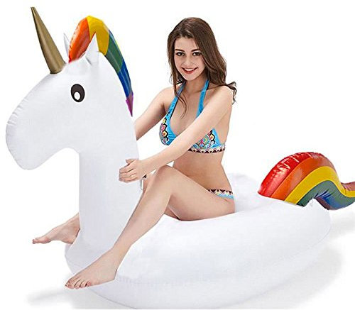 Shop Story - Salvagente gonfiabile da spiaggia o piscina, a forma di unicorno, dimensioni circa 150 cm, materasso unicorno speciale principessa