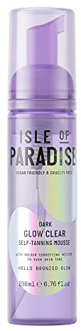 Isle of Paradise Selbstbräunungs-Mousse, dunkel (200 ml) Glow Clear Selbstbräunungsschaum, natürliche Inhaltsstoffe & vegan (Verpackung kann variieren)