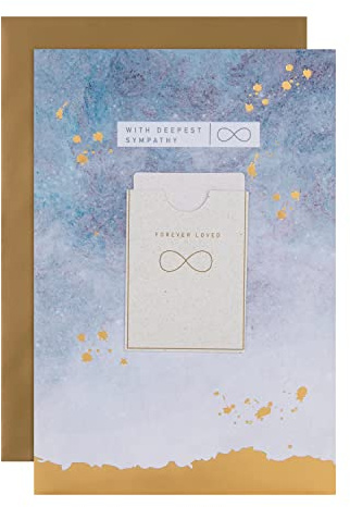 Biglietto di condoglianze con ricordo di Hallmark – design contemporaneo con inchiostro marmorizzato e laminato.