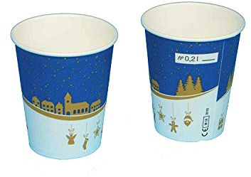 Pro DP 1500 Bio Glühweinbecher Heißgetränkebecher Glühwein Coffee to go Becher Weihnachten Weihnachtsmotiv Papier+Bio PLA alkoholbeständig kompostierbar Made in Germany - Inkl. Verpackungslizenz in D