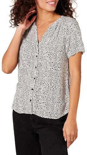 Amazon Essentials kortärmad vävd blus klänning tröjor, leopard, XS