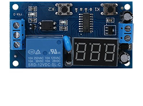 Interruptor de relé de temporizador de retardo de ciclo de 12 V CC, tablero de relé de tiempo de ciclo infinito ajustable con pantalla LED para equipo de operación de temporizador