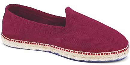 weltenmann Corralejo – Espadrillas Slip-on a Colore in Cotone con Borsa di Stoffa, Maroon, 43, Handmade in Spain