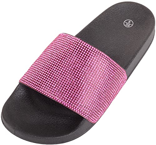 ABSOLUTE FOOTWEAR Womens Diamante Holiday Summer Open Back Sliders Sandals