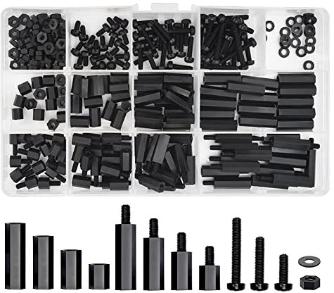 260 Stück Schrauben Set,Nylon Schwarz Hex Spacer Schraubenmutter Standoff Zubehör Sortiment Kit, Motherboard Sortiment Kit für Leiterplatten