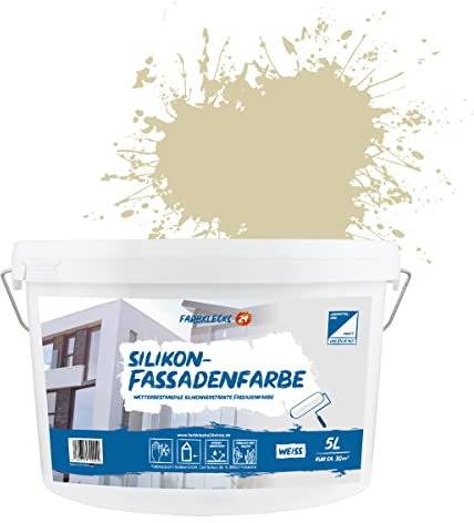 Farbklecks24 Silikon-Fassadenfarbe Color (versch. Größen/Farben) hohe Deckkraft, Wetterschutz, schmutzabweisend (5L, Beige 1-3)