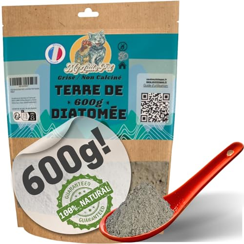 100% Terre de Diatomée Alimentaire Blanche | Poudre de Diatomée pour Punaise de Lit et Cafards (600g Vrac) - Doypack Gris