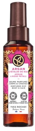 Yves Rocher Bruma Corporal Perfumada BAIN DE NATURE - Sensualidad Satinada para Cuerpo y Cabello - 96% Ingredientes Naturales - Vegana y Botella Reciclada - 100 ml (Argan & Pétalos de Rosa)