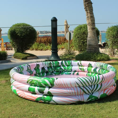 Misomo Piscine pour Enfants Beverly Hills | Motif Feuilles de Palmier | Pataugeoire | Dimensions : Ø 140 cm (140 x 39 cm) | Gonflable en Moins d'une Minute
