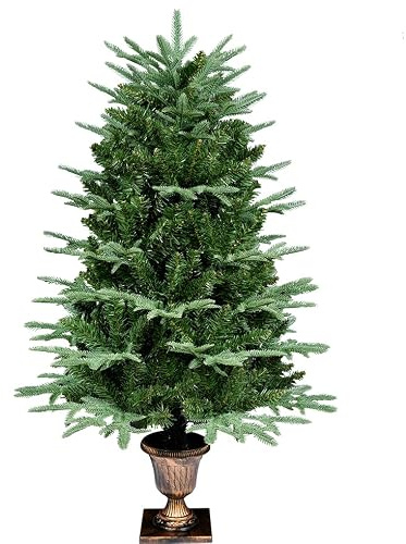 himaly Künstliche Weihnachtsbäume Grün 120 cm, 2 Typen Kiefernblatt, 320 Spitzen, 4 ft Christbaum PVC/PE Blätter mit Retro-Basis für Weihnachtsdekoration