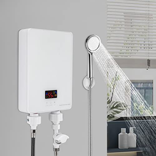 Scaldacqua istantaneo 6000W 230V Riscaldatore acqua Tankless, LED Istantaneo Giardino Pannello Cintura Soffione per Cucina, Giardino, Bagno