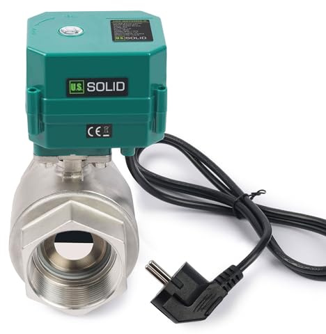 U.S. Solid 2 Motorkugelhahn mit Stecker 230V AC DN50, 2 Wege Edelstahl-Elektrokugelhahn, automatische Rückkehr, stromlos geschlossen