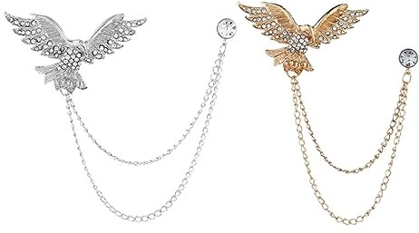 GALPADA 2stücke Rhinestone Anstecknadeln Mit Kettenanhänger Vintage Adler Brosche Für Hemdkragen Anzug Kostüm Unisex Schmuck Für Besondere Anlässe Hochzeit Geburtstag
