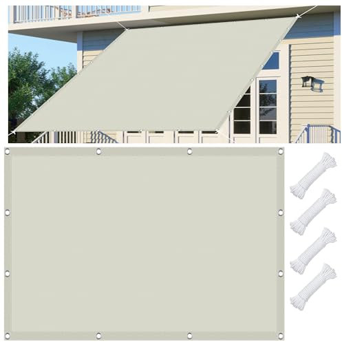 Vela Ombreggiante Tenda a Vela 300 x 560 cm Tenda a Vela Ombreggiante Telo, Rettangolare Impermeabile con Occhielli con Fune, per Giardino Balcone Terrazza, Avorio