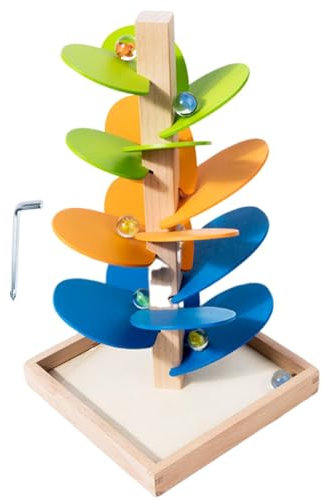 Yianyal Rainbow Musical Tree Toy - Creative Ball Rolling Track Toy Marble Ball Run Track Game,Wooden Marble Music Tree Educational Toy with 8 Balls for Boys Girls