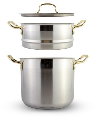 Saharashop Couscous Pot 6, 8 and 12 Litre Steamer Couscous Pot (3-in-1) 12 Litre Couscous Pot / Steamer