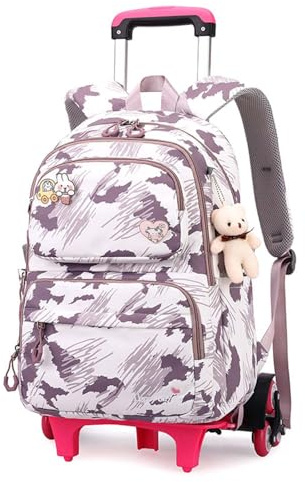 Yumenam Schulrucksack Trolley Mädchen Teenager Rucksack Schule mit Rollen Schultasche Jungen Wasserdicht Schulranzen Rucksack Daypacks Groß Backpack für Mädchen Damen School Bag