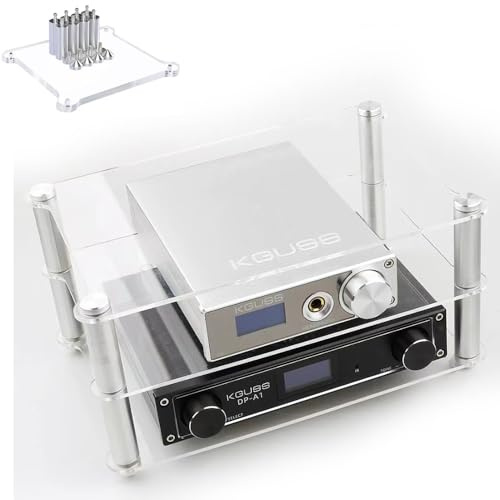ZIUSFAC Transparente TV Rack Acryl Medienständer Kleines Desktop Stereo Komponenten-Rack 2 Etagen Audioständer Audio-Video-Komponenten- Ständer HiFi Regal