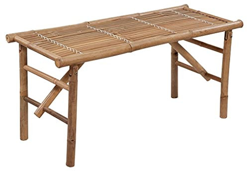 HETFTJN Schöne Gartenbank Bierbank Garderobenbank Garden Bench - Klappbare Gartenbank mit Auflage 118 cm Bambus für Garten Park Draussen Balkon