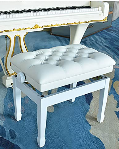 Klassischer Stil, verstellbare Künstler-Klavierbank, Hocker, importierte Buche, kein Geruch, Weiß