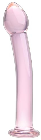 SXOVO Consolador Vidrio 17,5 CM Consolador Realista con Glande Butt Plug Anal de Cristal Largo para Estimulación punto G y Masaje Prostata Juguetes Sexuales Hombre Mujer Pareja (Rosa Transparente)